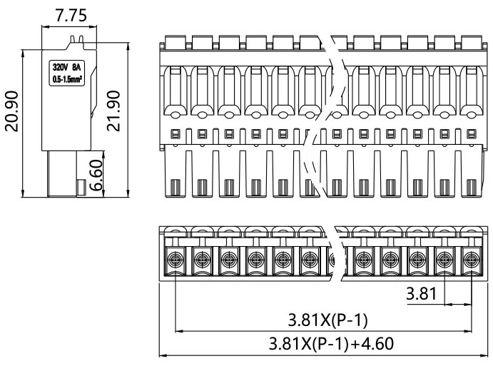 插拔式端子臺-插頭LKPG-381(圖1)