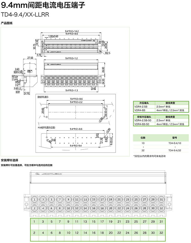 9.0mm間距電流電壓端子TD4-9.4/XX-LLRR(圖1) 9.0mm間距電流電壓端子TD4-9.4/XX-LLRR(圖1)