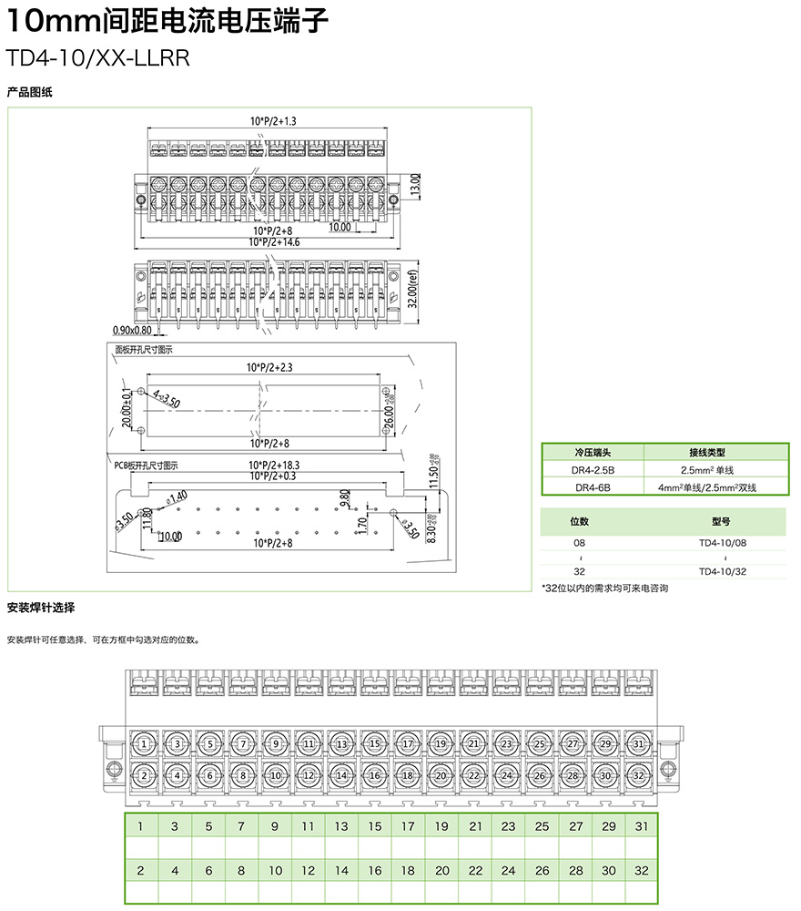 10mm間距電流電壓端子TD4-10/XX-LLRR(圖1) 10mm間距電流電壓端子TD4-10/XX-LLRR(圖1)