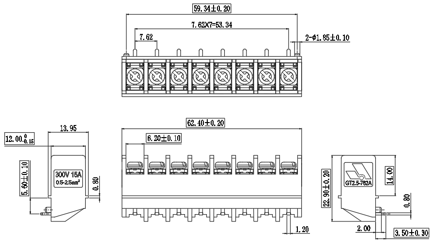 柵板式端子GT2.5-762A-8P(圖1) 柵板式端子GT2.5-762A-8P(圖1)